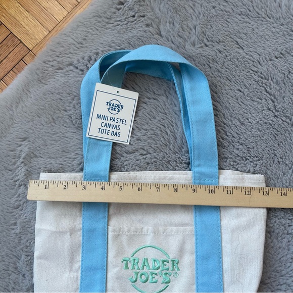 TRADER JOES Pastel Blue mini tote “ limited edition “ with tag - Picture 3 of 5